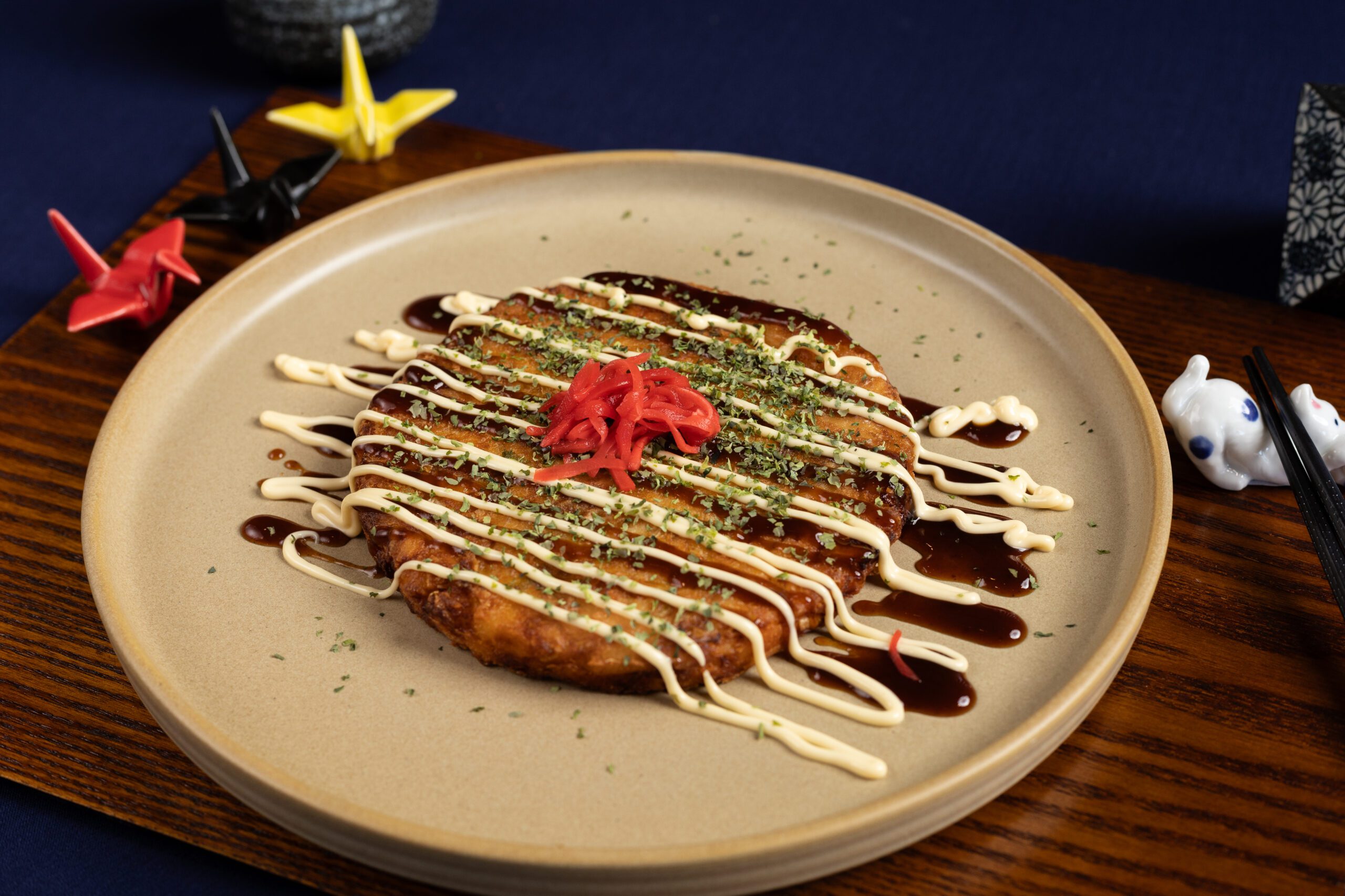 Okonomiyaki served at Inari Grill Japanese restaurant in LA
